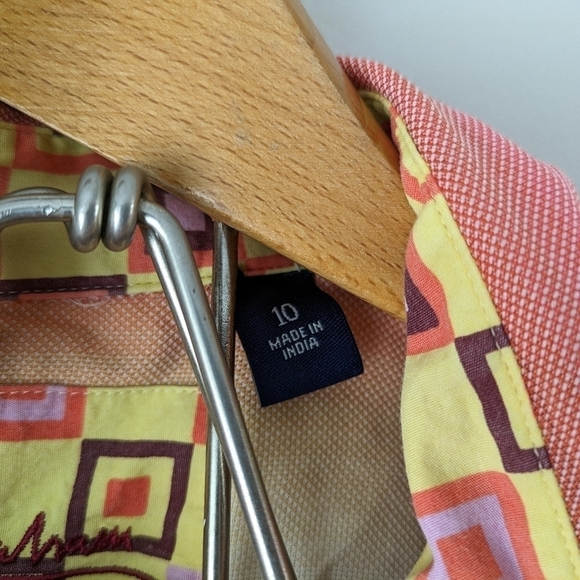 Robert Graham Shirt Women's 10 Pink Orange Stripe Button Up Geometric Cuffs - Picture 5 of 9